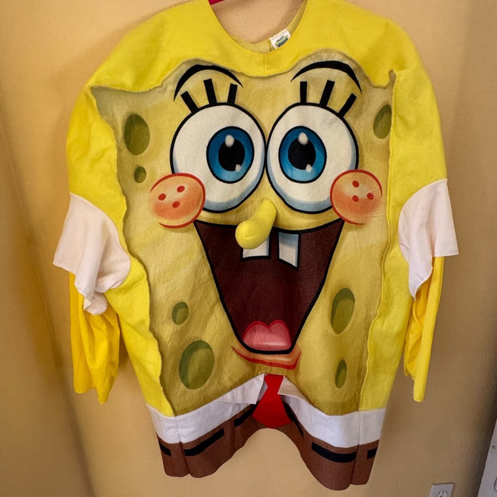 SpongeBob Squarepants Bright Yellow Graphic Face Men's Costume Top - Picture 2 of 6